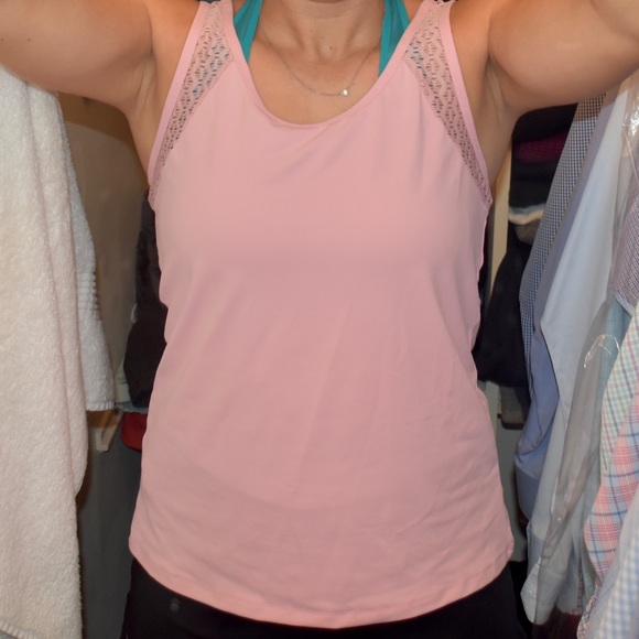 Fabletics Pink Overlapping Back Tank Top - Picture 3 of 4
